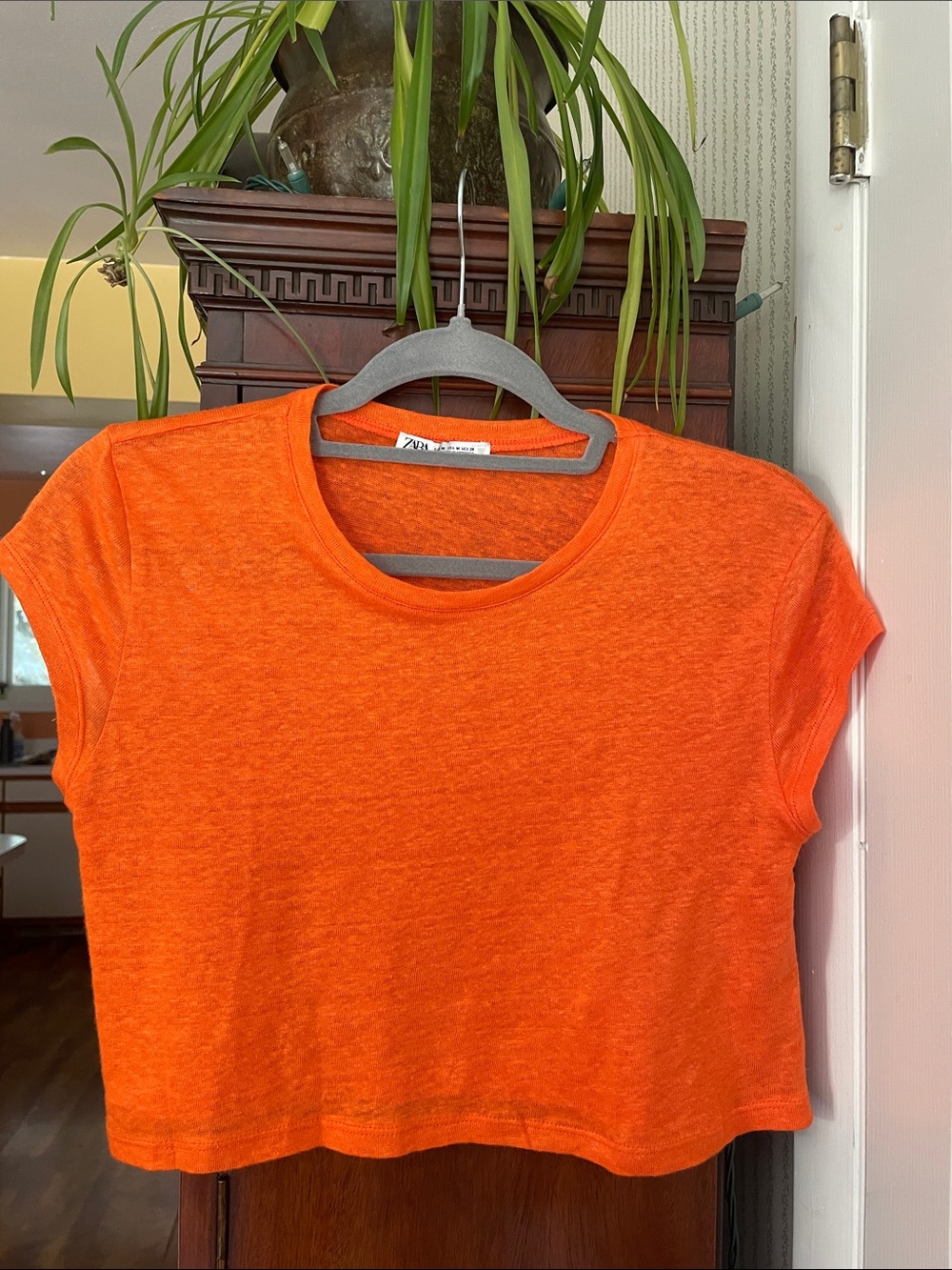 Zara Bright Orange Cropped Tee